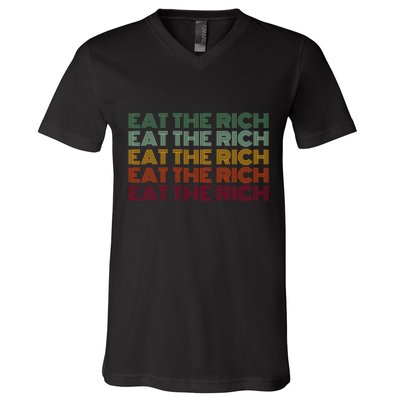 Eat The Rich Socialist Retro V-Neck T-Shirt