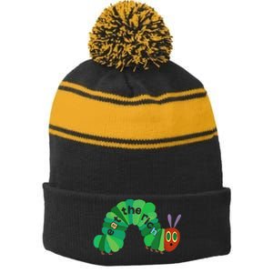 Eat The Rich Hungry Caterpillar Stripe Pom Pom Beanie