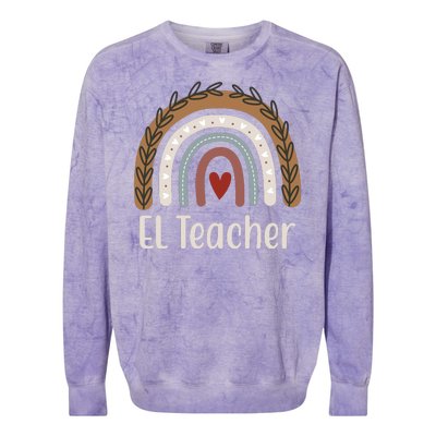 El Teacher Rainbow Heart Colorblast Crewneck Sweatshirt