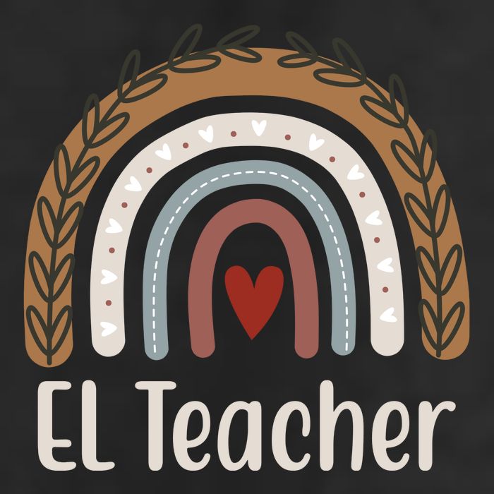 El Teacher Rainbow Heart 7 Panel Mesh Trucker Snapback Hat