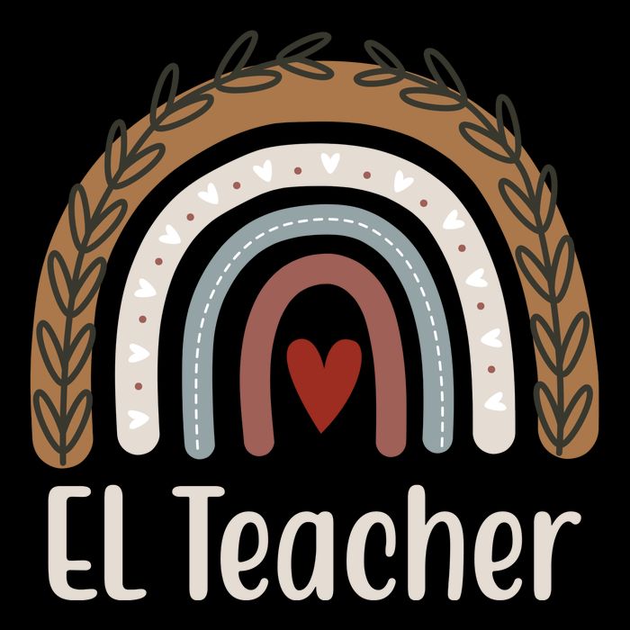 El Teacher Rainbow Heart Drawstring Bag