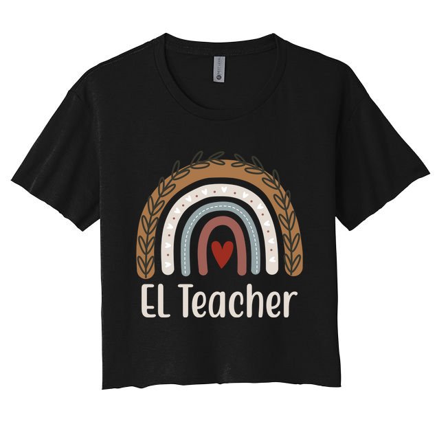 El Teacher Rainbow Heart Crop Top