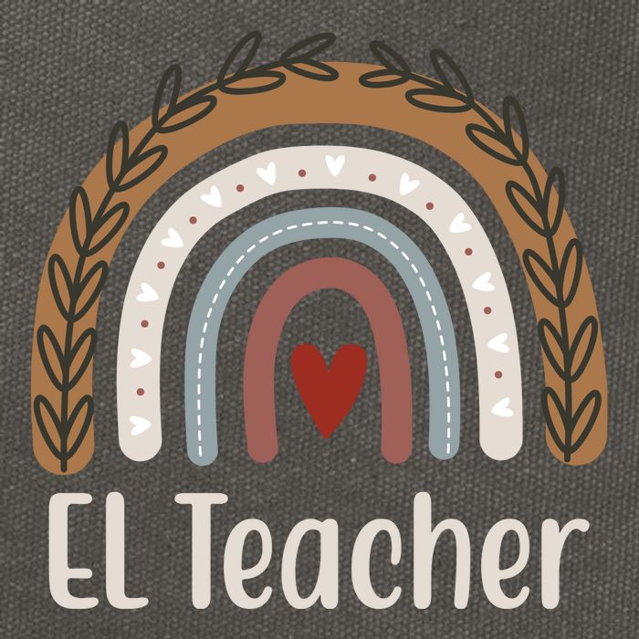 El Teacher Rainbow Heart Cotton Canvas Backpack