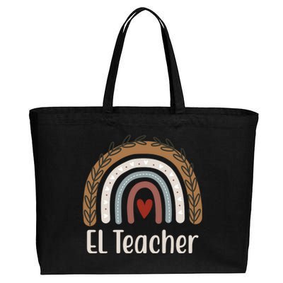 El Teacher Rainbow Heart Cotton Canvas Jumbo Tote