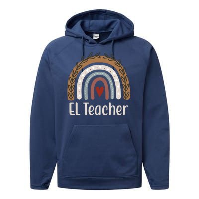 El Teacher Rainbow Heart Performance Fleece Hoodie