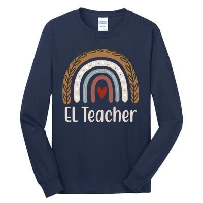 El Teacher Rainbow Heart Tall Long Sleeve T-Shirt