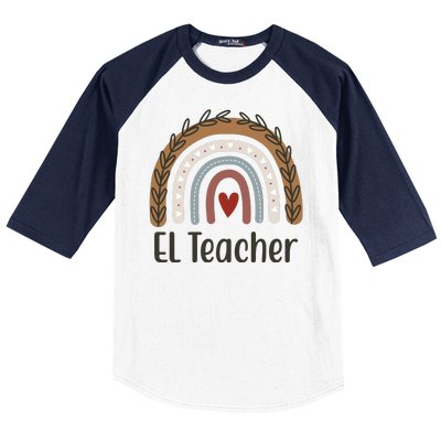 El Teacher Rainbow Heart Baseball Sleeve Shirt