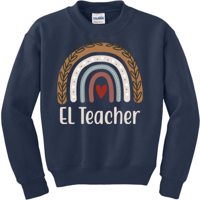 El Teacher Rainbow Heart Kids Sweatshirt