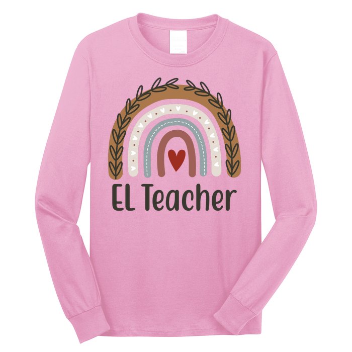 El Teacher Rainbow Heart Long Sleeve Shirt