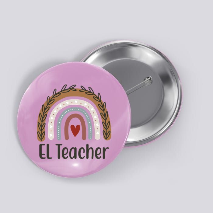 El Teacher Rainbow Heart Button
