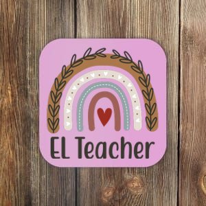 El Teacher Rainbow Heart Coaster