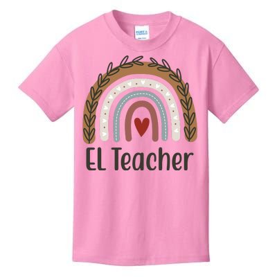 El Teacher Rainbow Heart Kids T-Shirt