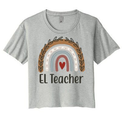 El Teacher Rainbow Heart Women's Crop Top Tee