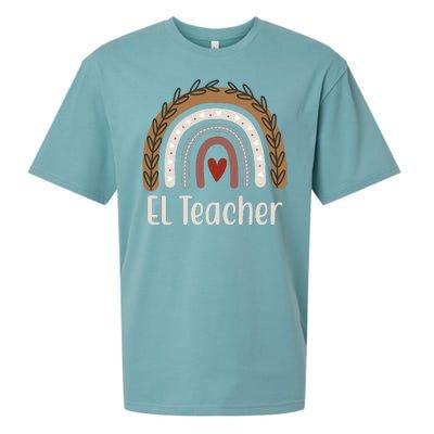 El Teacher Rainbow Heart Sueded Cloud Jersey T-Shirt