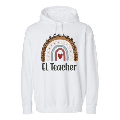 El Teacher Rainbow Heart Garment-Dyed Fleece Hoodie