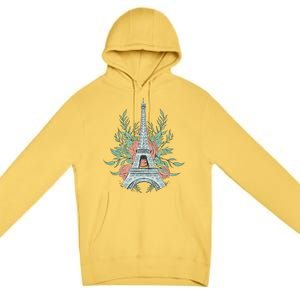 Eiffel Tower Rose Floral Premium Pullover Hoodie