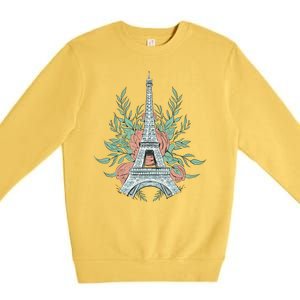 Eiffel Tower Rose Floral Premium Crewneck Sweatshirt