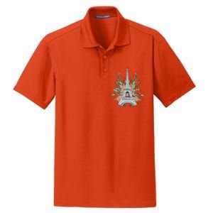 Eiffel Tower Rose Floral Dry Zone Grid Polo