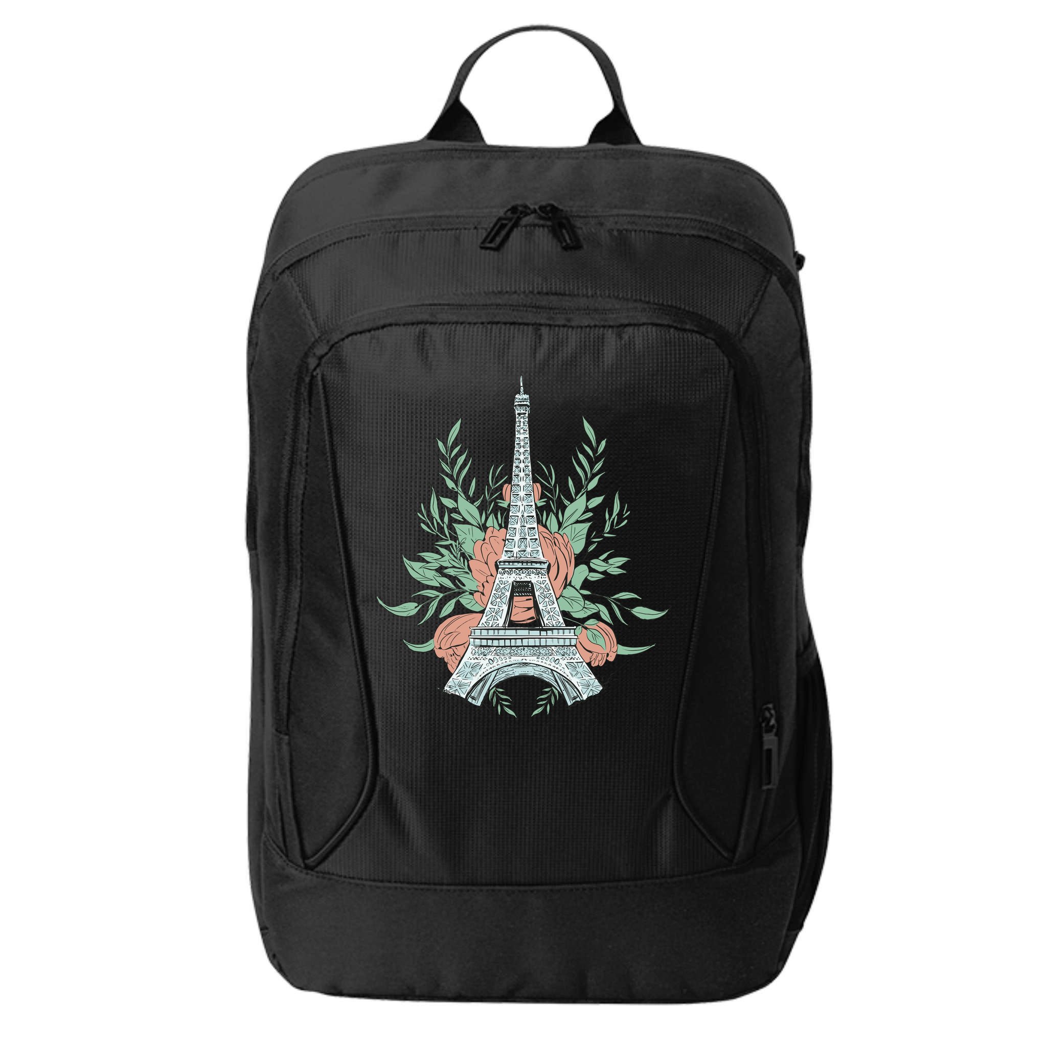 Eiffel Tower Rose Floral City Backpack