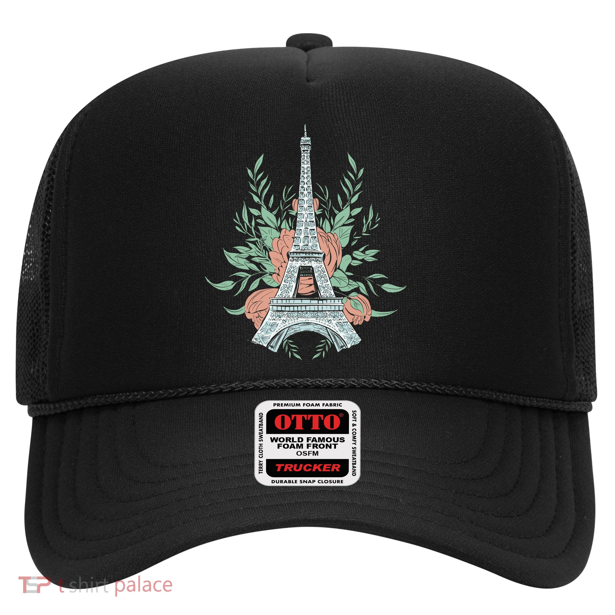 Eiffel Tower Rose Floral Trucker Hat