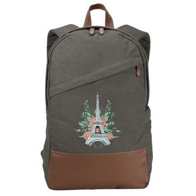 Eiffel Tower Rose Floral Cotton Canvas Backpack