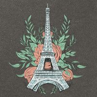 Eiffel Tower Rose Floral Cotton Canvas Backpack