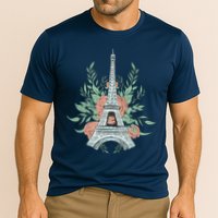 Eiffel Tower Rose Floral Performance Shirt