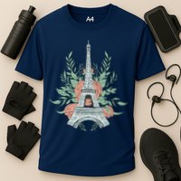 Eiffel Tower Rose Floral Performance Shirt