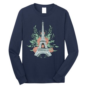 Eiffel Tower Rose Floral Long Sleeve Shirt