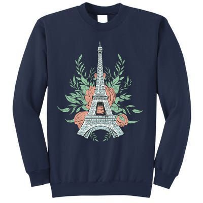 Eiffel Tower Rose Floral Sweatshirt