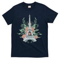 Eiffel Tower Rose Floral T-Shirt