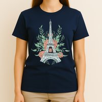 Eiffel Tower Rose Floral T-Shirt