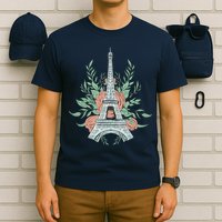 Eiffel Tower Rose Floral T-Shirt