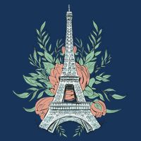 Eiffel Tower Rose Floral T-Shirt