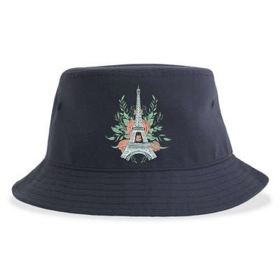 Eiffel Tower Rose Floral Sustainable Bucket Hat