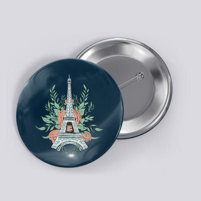 Eiffel Tower Rose Floral Button