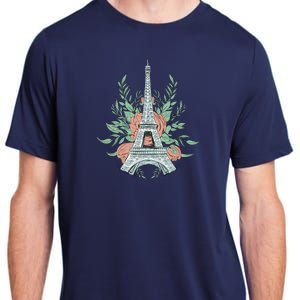 Eiffel Tower Rose Floral Adult ChromaSoft Performance T-Shirt