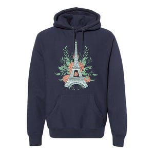 Eiffel Tower Rose Floral Premium Hoodie