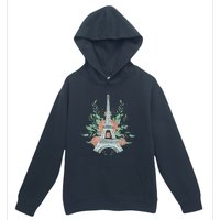 Eiffel Tower Rose Floral Urban Pullover Hoodie