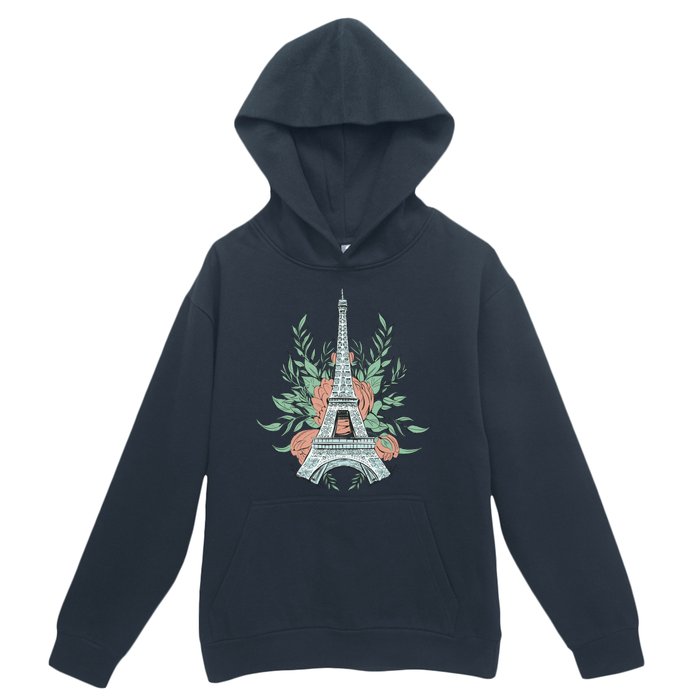 Eiffel Tower Rose Floral Urban Pullover Hoodie