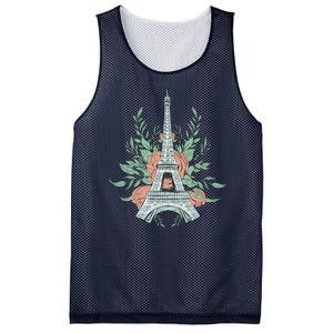 Eiffel Tower Rose Floral Mesh Reversible Basketball Jersey Tank