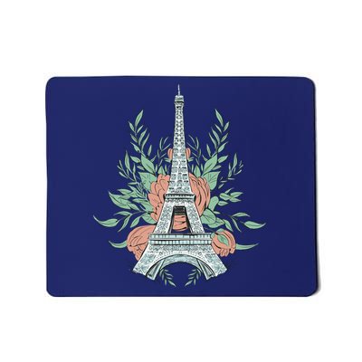 Eiffel Tower Rose Floral Mousepad