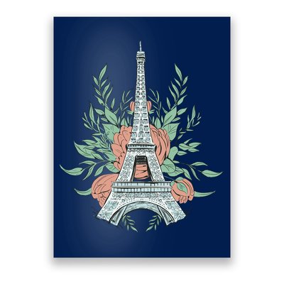 Eiffel Tower Rose Floral Poster