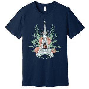 Eiffel Tower Rose Floral Premium T-Shirt