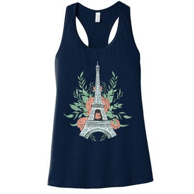 Eiffel Tower Rose Floral Womens Tank Top