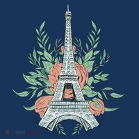 Eiffel Tower Rose Floral Baby Bodysuit