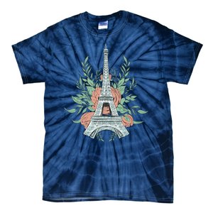 Eiffel Tower Rose Floral Tie-Dye T-Shirt