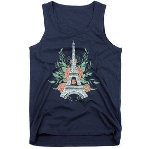 Eiffel Tower Rose Floral Tank Top