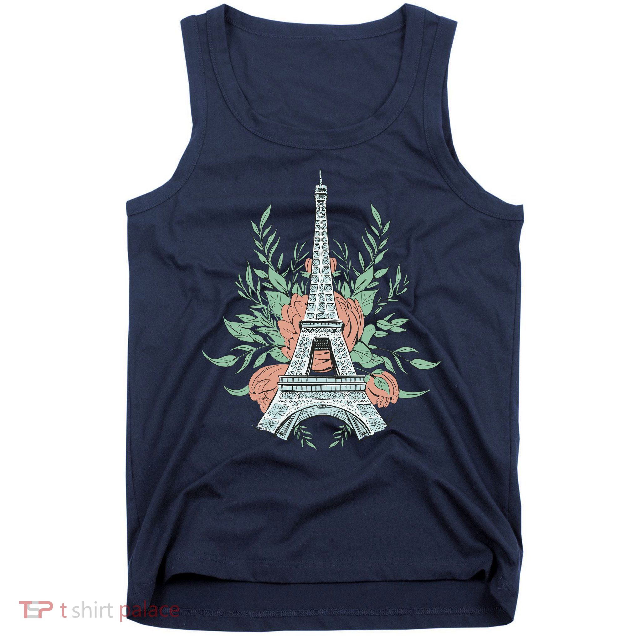 Eiffel Tower Rose Floral Tank Top