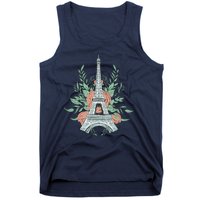 Eiffel Tower Rose Floral Tank Top